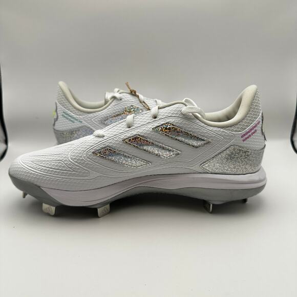 Adidas ID1664 adizero PureHustle 3 Sis B Women sz 9 Metal Baseball Cleat White - Picture 4 of 12
